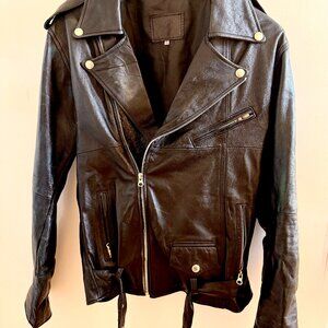 Custom Black Punk Leather Jacket (New without Tags)